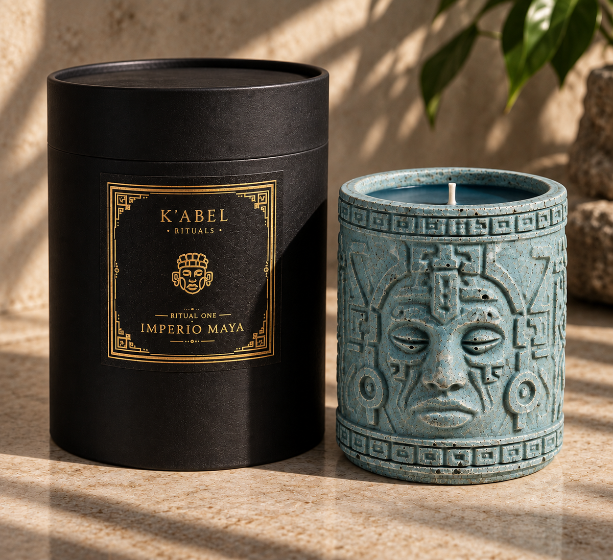 Chaac candle in K'abel Rituals presentation box
